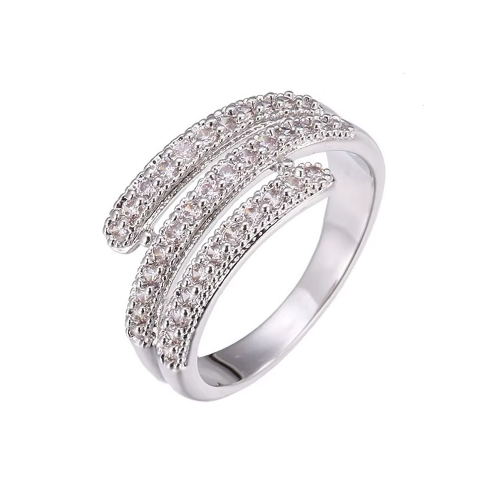Sparkling Cubic Zirconia Silver Tone Ring